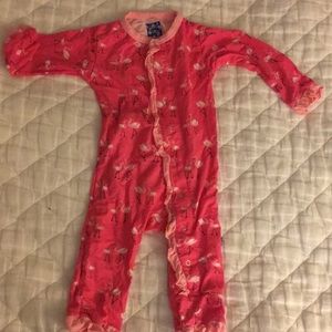 Kickee flamingo ruffle romper 3-6m